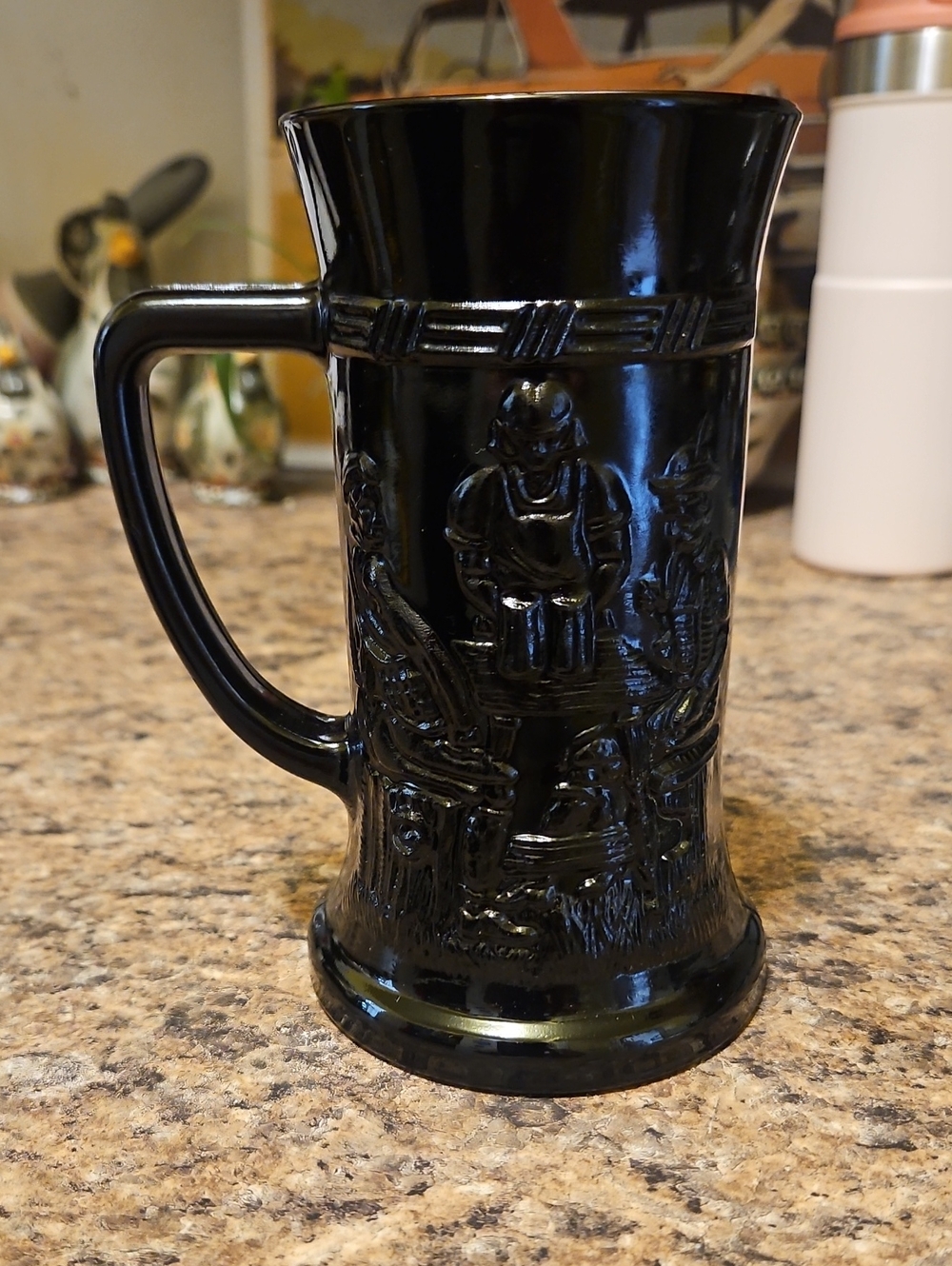 Vintage Indiana Glass Tiara Black Glass Beer Stein